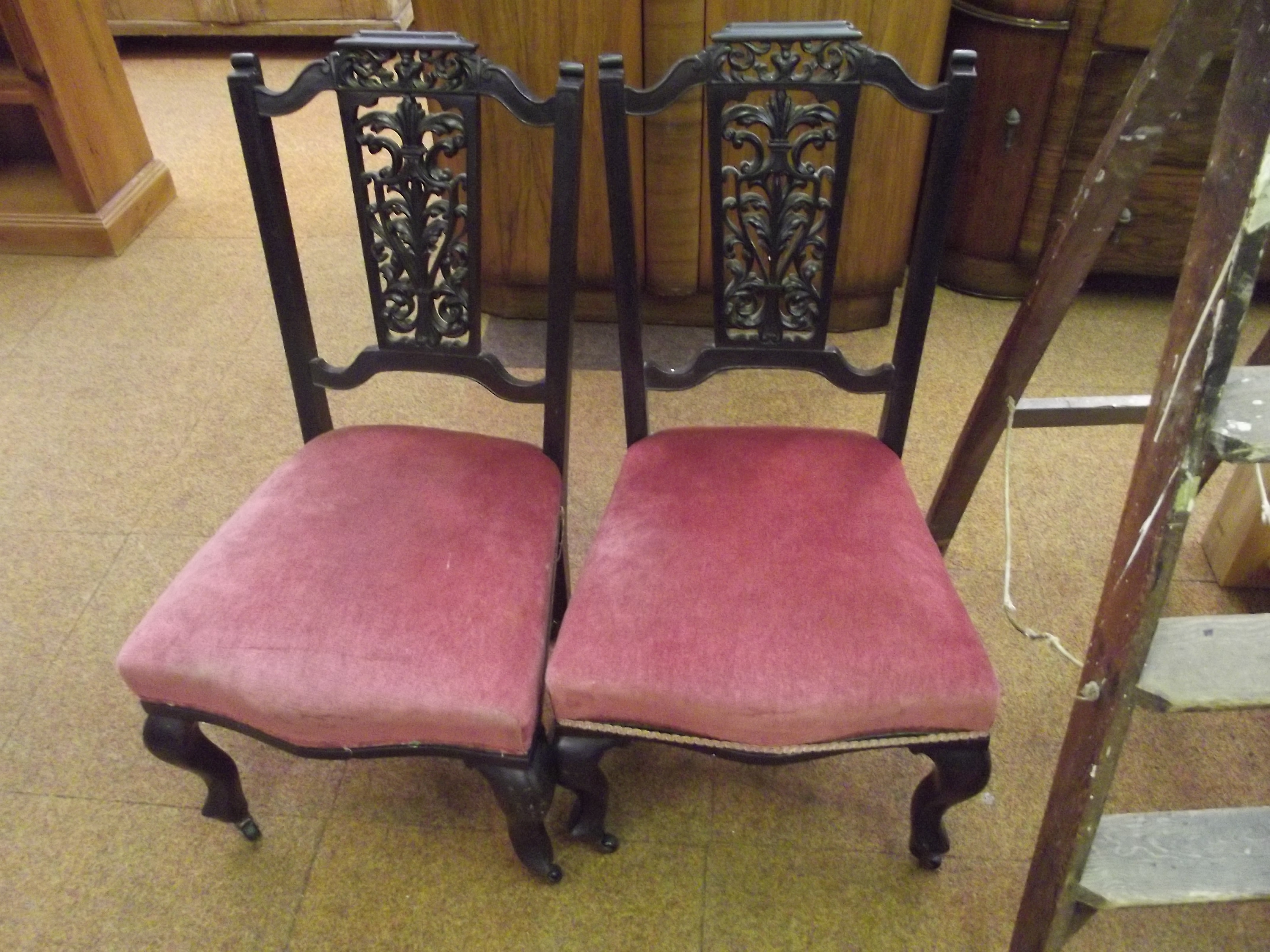 Pair of early 20th century pierced back chairs