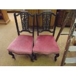 Pair of early 20th century pierced back chairs