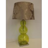 Lime glass and chrome table lamp