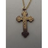 9ct gold stamped necklace and cross