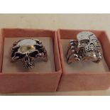 Two dress rings in the form of skulls