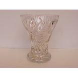 Good quality heavy cut glass vase, 34 cm