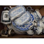 Large box of blue and white