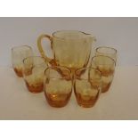 Whitefriars amber glass lemonade set