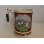 Sadler tankard depicting football scenes