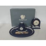 Wedgewood Dark Blue Jaspar writing set and clock