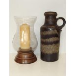 West German jug together with a candle holder, jug