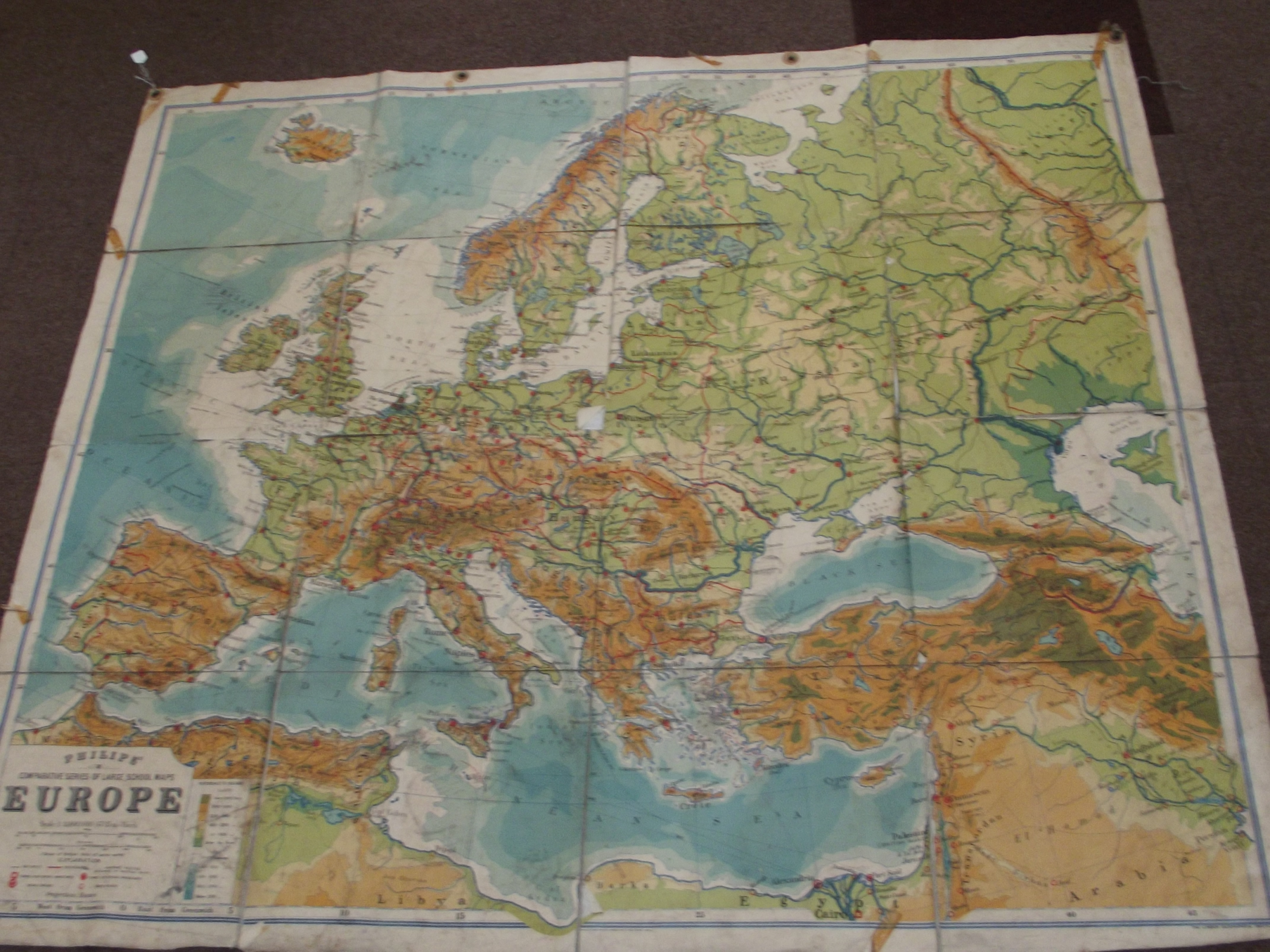 Vintage Philips wall map of Europe