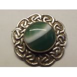 Robert Allison silver and agate brooch with knot-w