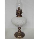 White Opaque Glass Oil Lamp. Height 55cm