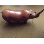 Leather Rhino foot stool. Length 100cm