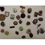 Collection of 29 vintage badges to include an Olym