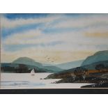 Pair of Barry Hudson framed watercolours, Windermere and Coniston Water, signed in pencil