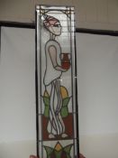 Leaded glass light depicting a Grecian lady with a