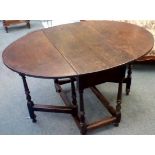 18th century oak occasional table, oval drop leaf