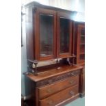 19th century mahogany bookcase, glazed top over tw