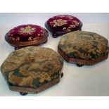 Two pairs of Victorian footstools, one having parq