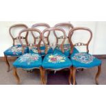 Set of six Victorian balloon back chairs on cabrio