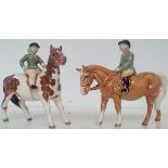 wo Beswick figures - Boy on Pony and Girl on Pony,