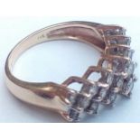 14ct yellow gold ring with 20 diamonds (approx 1ct