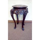 Early 20th century Oriental style hardwood side ta