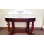 Victorian mahogany breakfront washstand, marble to