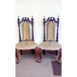 Pair of High Victorian mahogany hall chairs, heigh