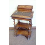 Victorian writing desk in walnut, hinged letter r