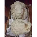 Stoneware lion mask together with an art nouveau s