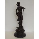 Bronze figure Diana the huntress signed 38cm