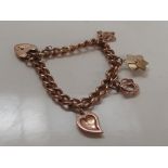 9ct gold charm bracelet with 5 charms 27grams