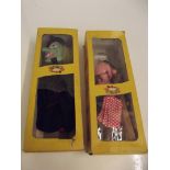 Two boxed Pelham puppets