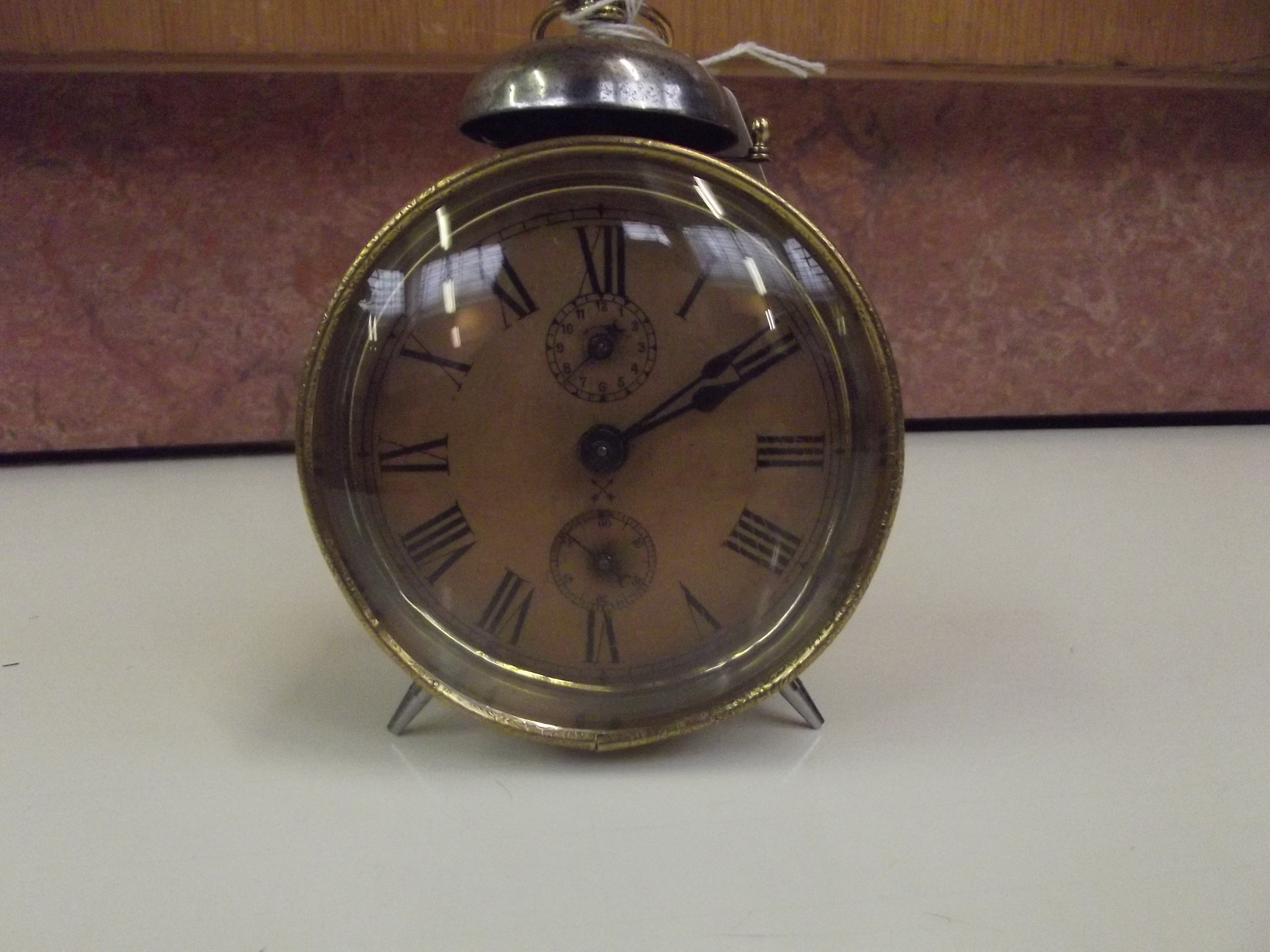 Late 19th/early 20th century brass alarm clock 'Ma