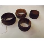 Four olive wood napkin rings from Jerusalem