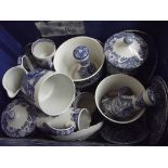 Box of blue and white ceramics