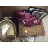 Mixed box to include flatware and a barometer