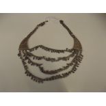 Eastern white metal filigree necklace