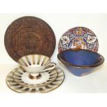 Retro Bavarian tea trio together with a studio pottery bowl and 2 plates