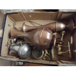 Box of brass and copperware