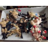 Box of wrestling figures