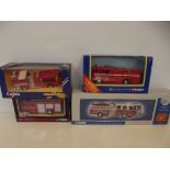4 collectable model fire engines