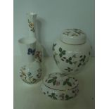 Two Aynsley vases together with lidded ginger jar