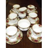 Royal Albert country rose tea service 6 trios crea