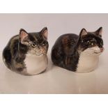 Pair of Babbacombe pottery cats, each in different