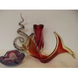 Four pieces of art glass