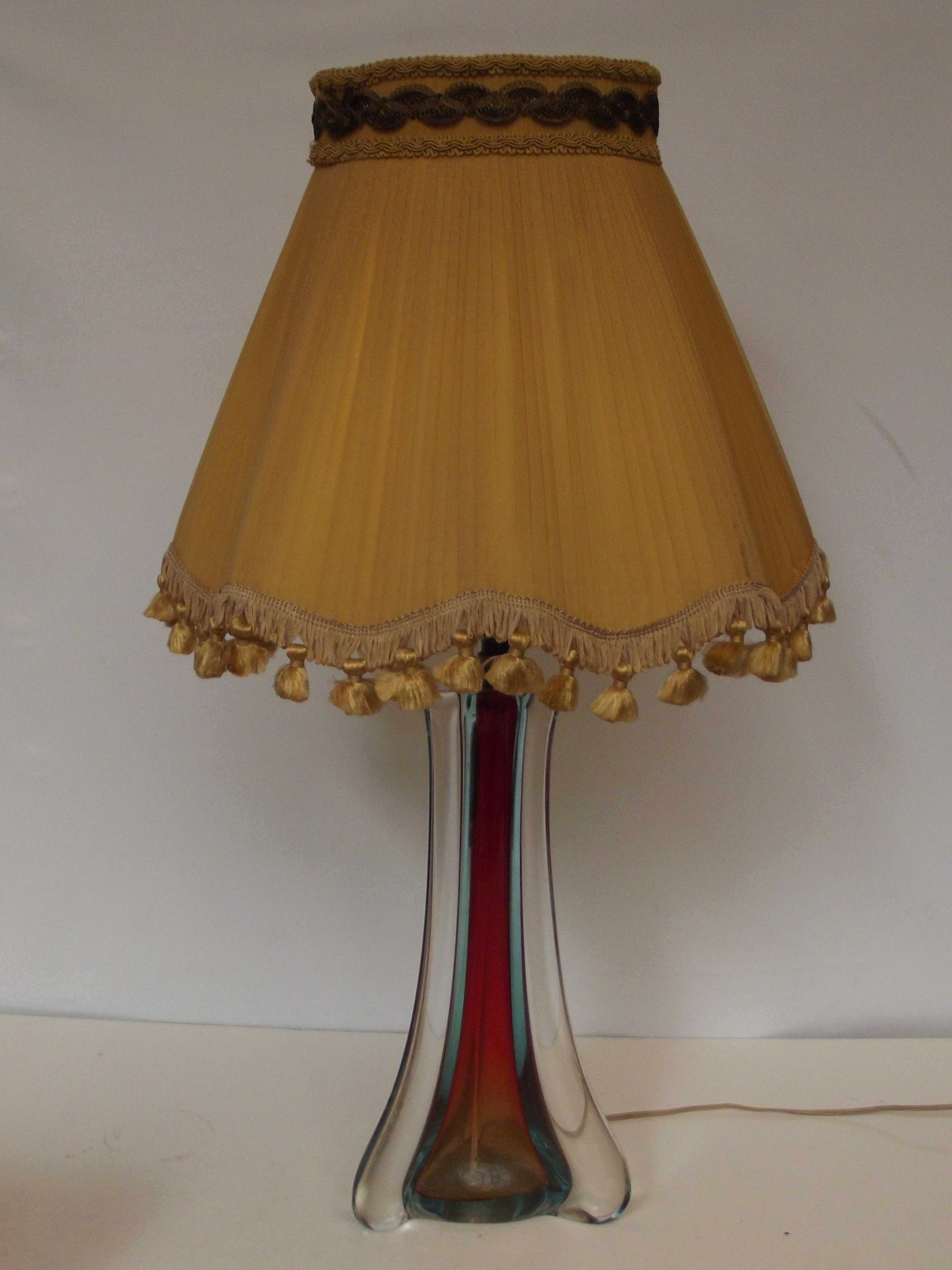 Murano glass triform table lamp with original shad - Image 2 of 2