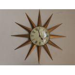 Vintage Metamec sunburst clock