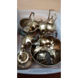 Various brass wear to include brass kettles