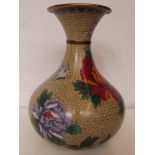 Large Cloisonne vase, baaluster form with flared n