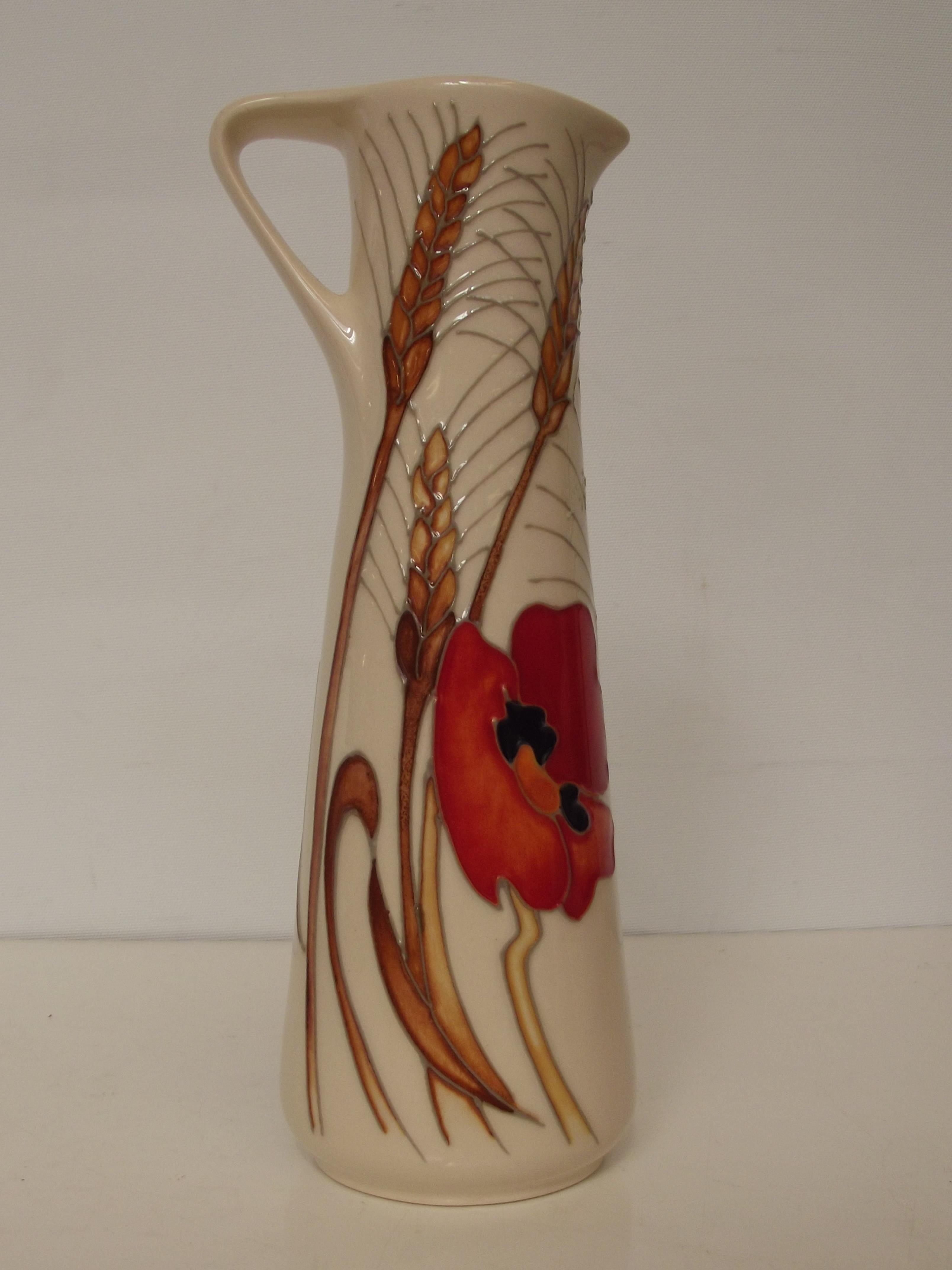 Moorcroft jug in the Harvest Poppy pattern, height